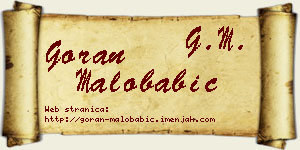 Goran Malobabić vizit kartica
